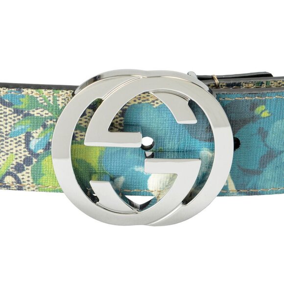 Gucci Unisex Guccissima Flower Print Leather Double G Buckle Belt US 34 IT 85 - Picture 3 of 4